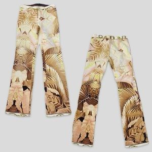 Y2K Roberto Cavalli Jeans Vintage 2003 Italy Signed RARE Palm Tropical Pants S